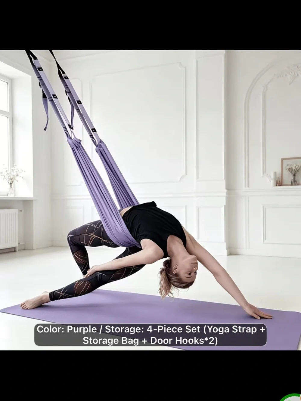 Purple Aerial Yoga Swing & Storage Set by